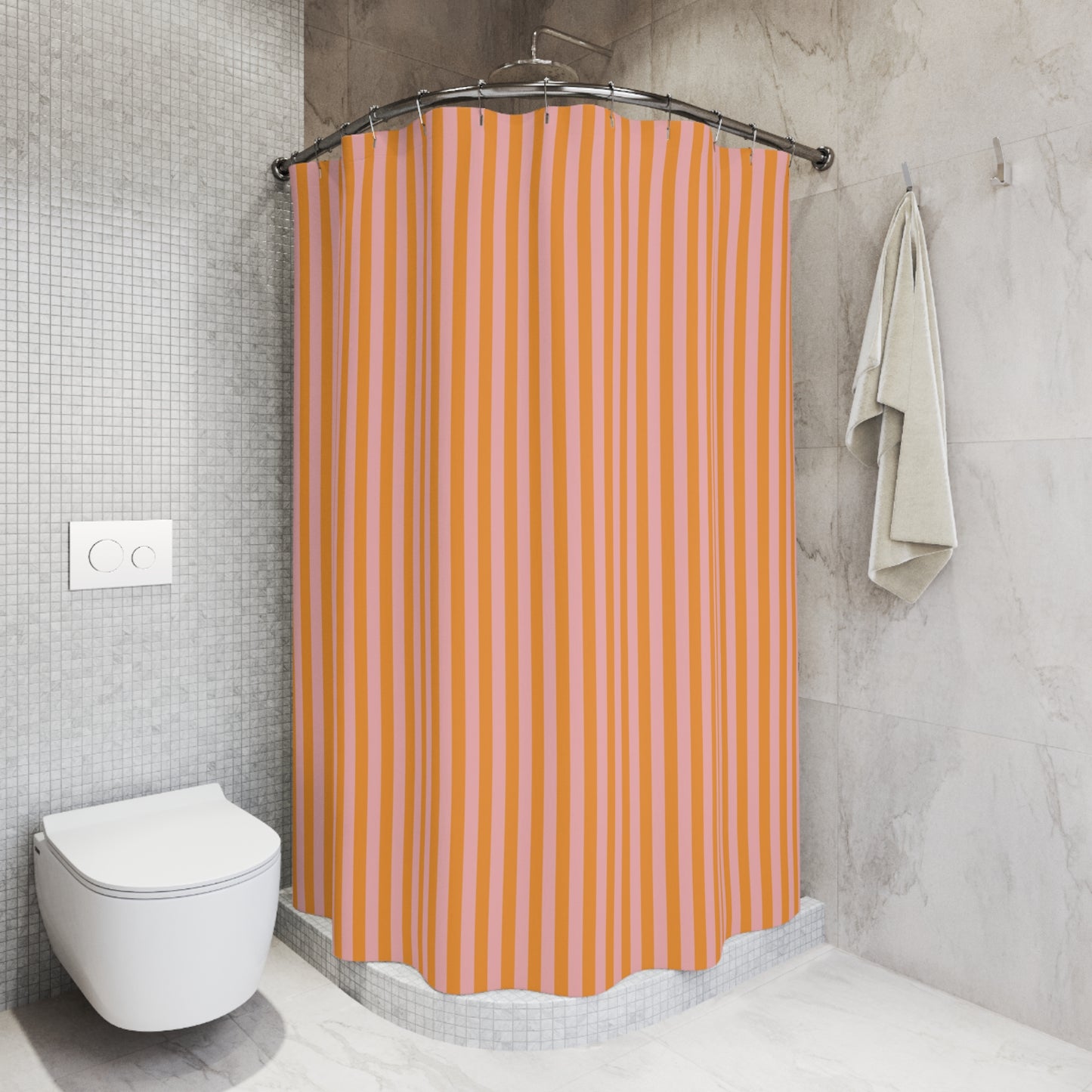Colorful Canopy Stripe Shower Curtain, Pink and Orange