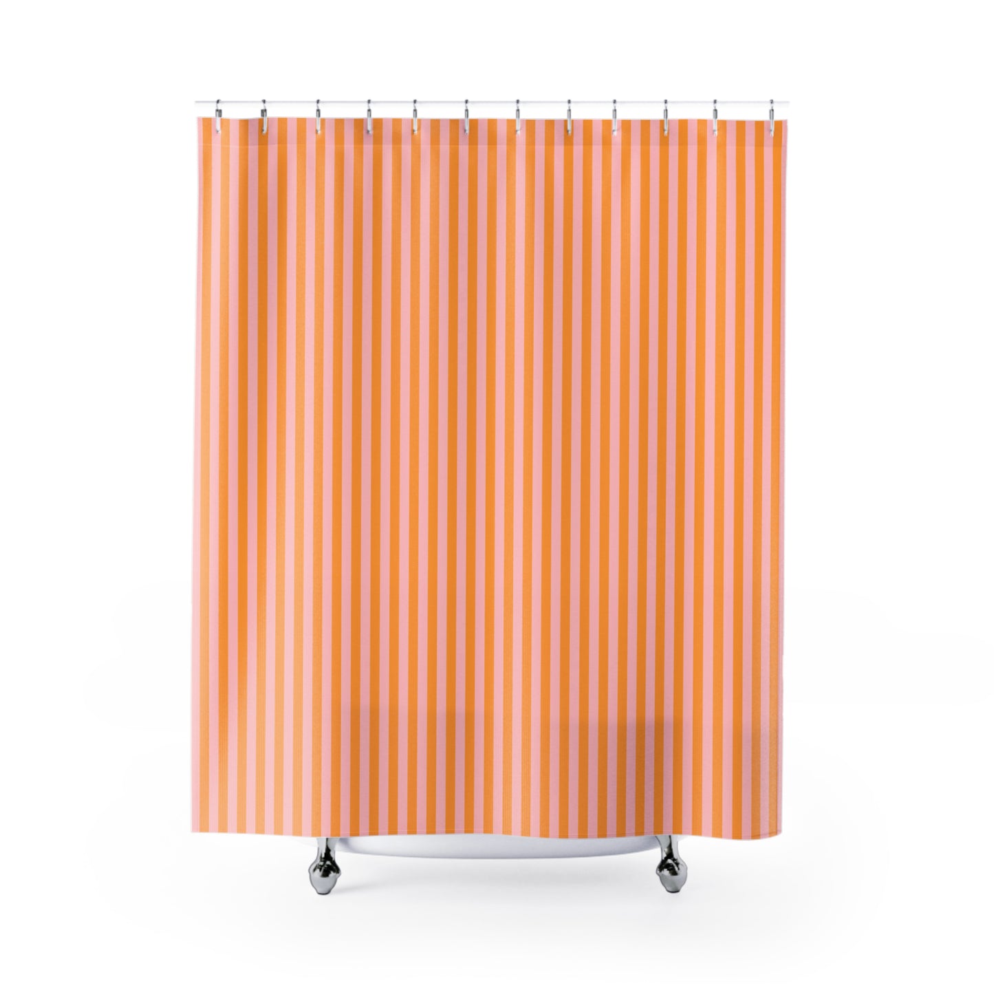 Pink and Orange striped shower curtain