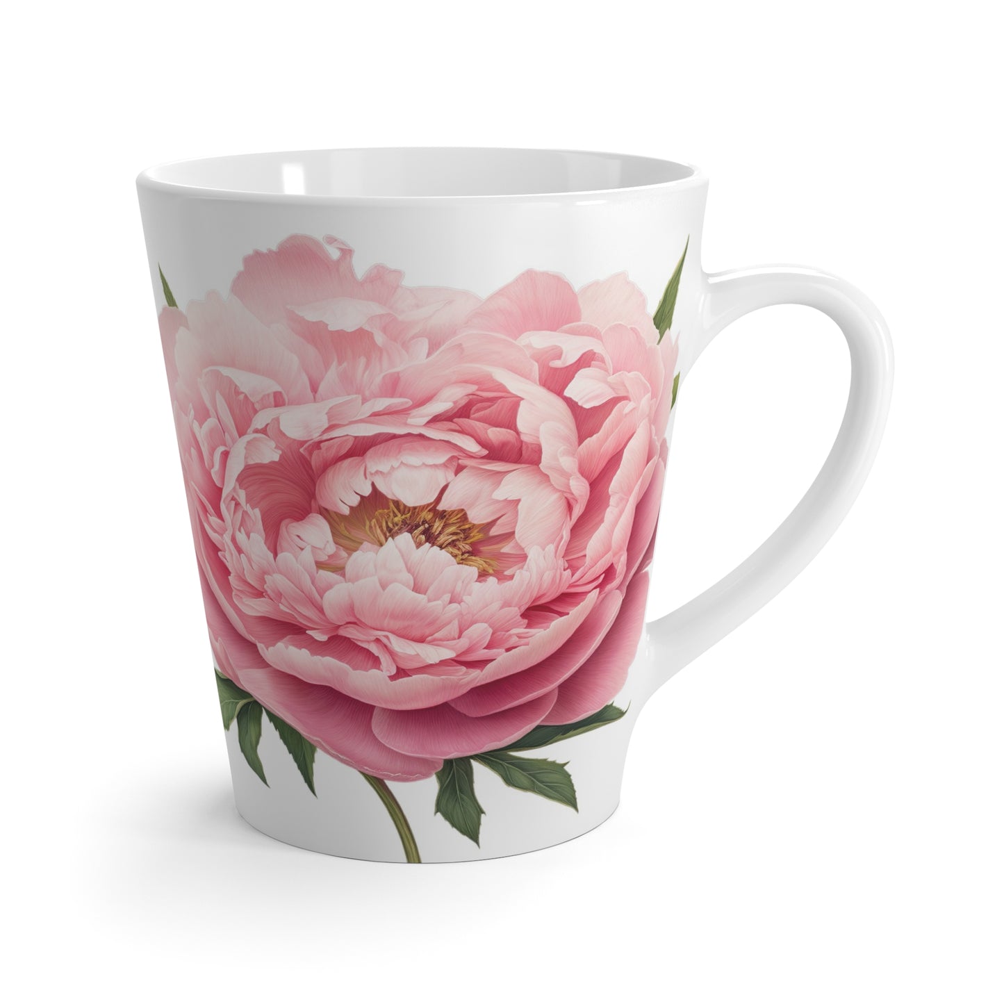 Pink Peony Floral Ceramic Mug - 12oz Latte Mug