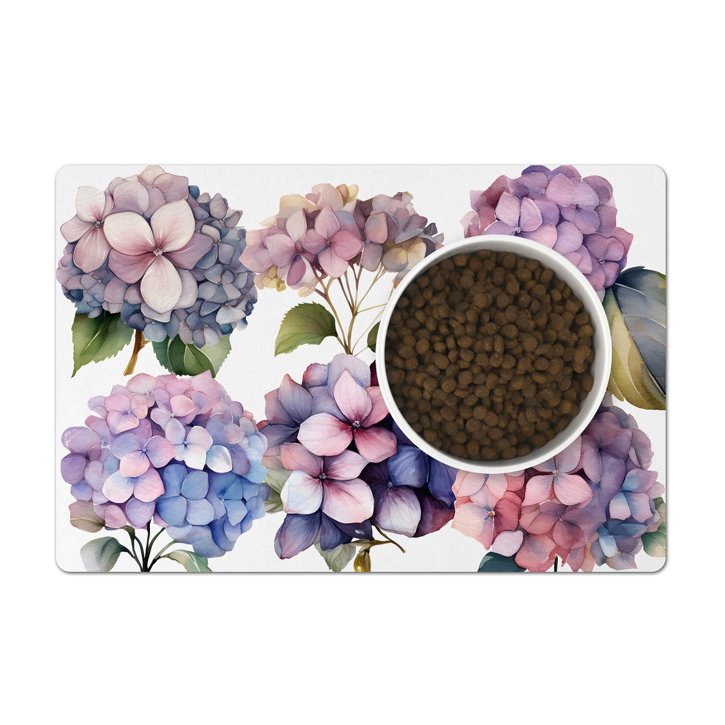 Pink Hydrangeas Pet Feeding Mat