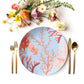 Coral Reef Nautical Plate Set features sea life plants and coral, Blue & Coral