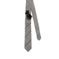 Black & White Plaid Skinny Necktie upcycled with beads embroidery and flowers with French Knots. 