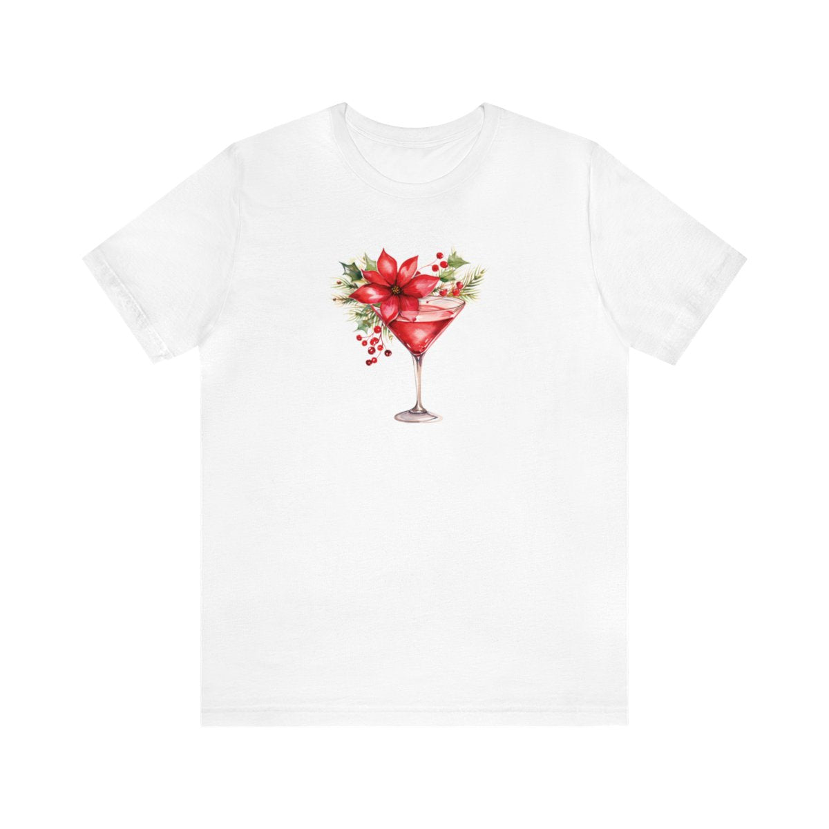 Christmas Cocktail T-shirt, Red Poinsettia