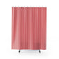 Red and pink striped shower curtain