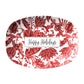 Personalized serving platter in red and white floral batik pattern. Add any name or word.