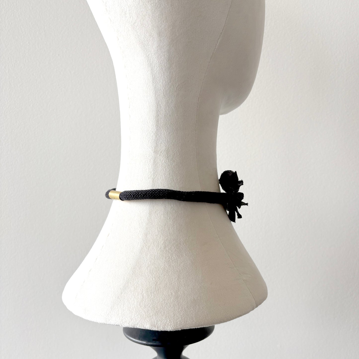 Handmade Black Flower Choker Necklace with Magnetic Closure