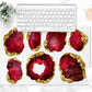 Large Gemstones Counter Mat, Desk Pad, Ruby and Gold