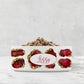 Ruby Red and Gold jewels are printed on heavy spill proof white ceramic pet bowl. Personalize with any name or word.