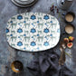 Chinoiserie Cheetah Print Blue & White Serving Platter - hand drawn cheetah and palm trees