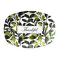 Decorative serving tray with green leaf pattern and 'Thankful' text on a white background