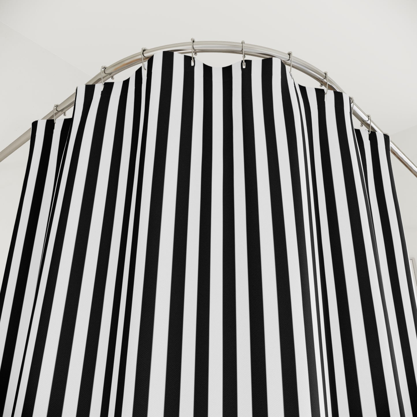 Canopy Stripe Shower Curtain, Black and White