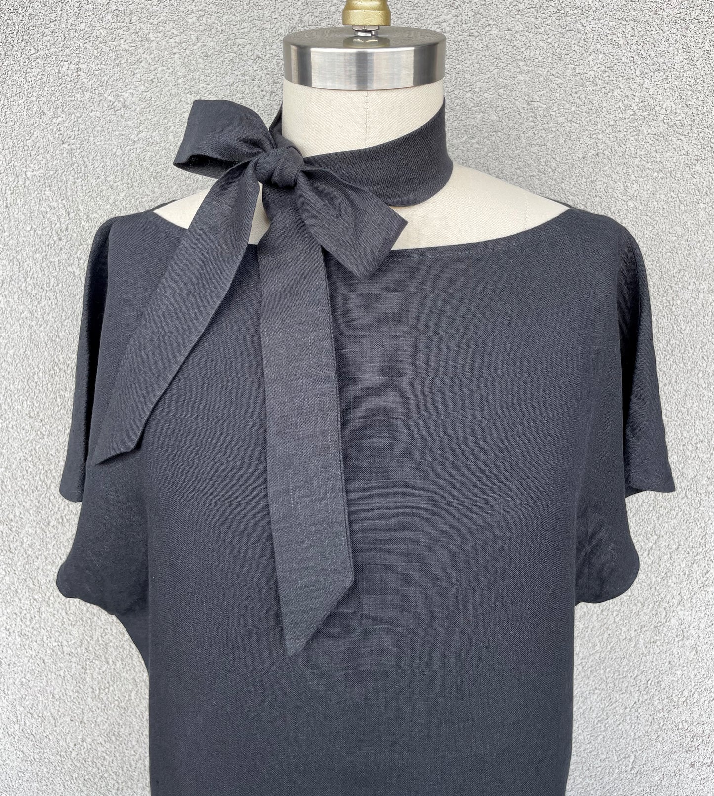 Black Linen Skinny Scarf for Women & Men, Necktie, Bow or Headband, 57" Long x 1.75" Wide