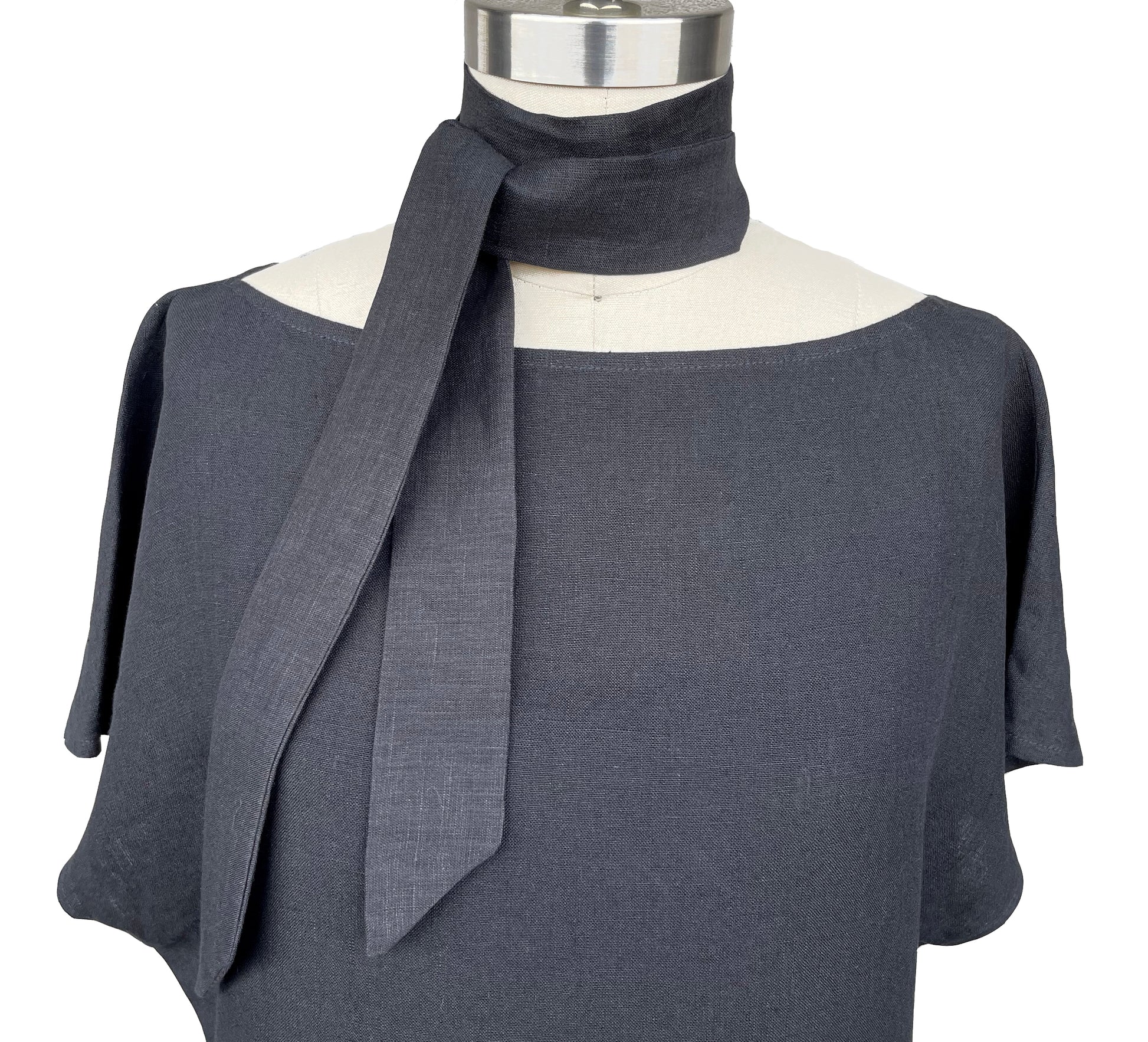 Thin black linen scarf for men and women