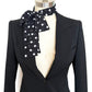 Black and White Polka Dot Skinny Scarf, Long Unisex Neck Tie