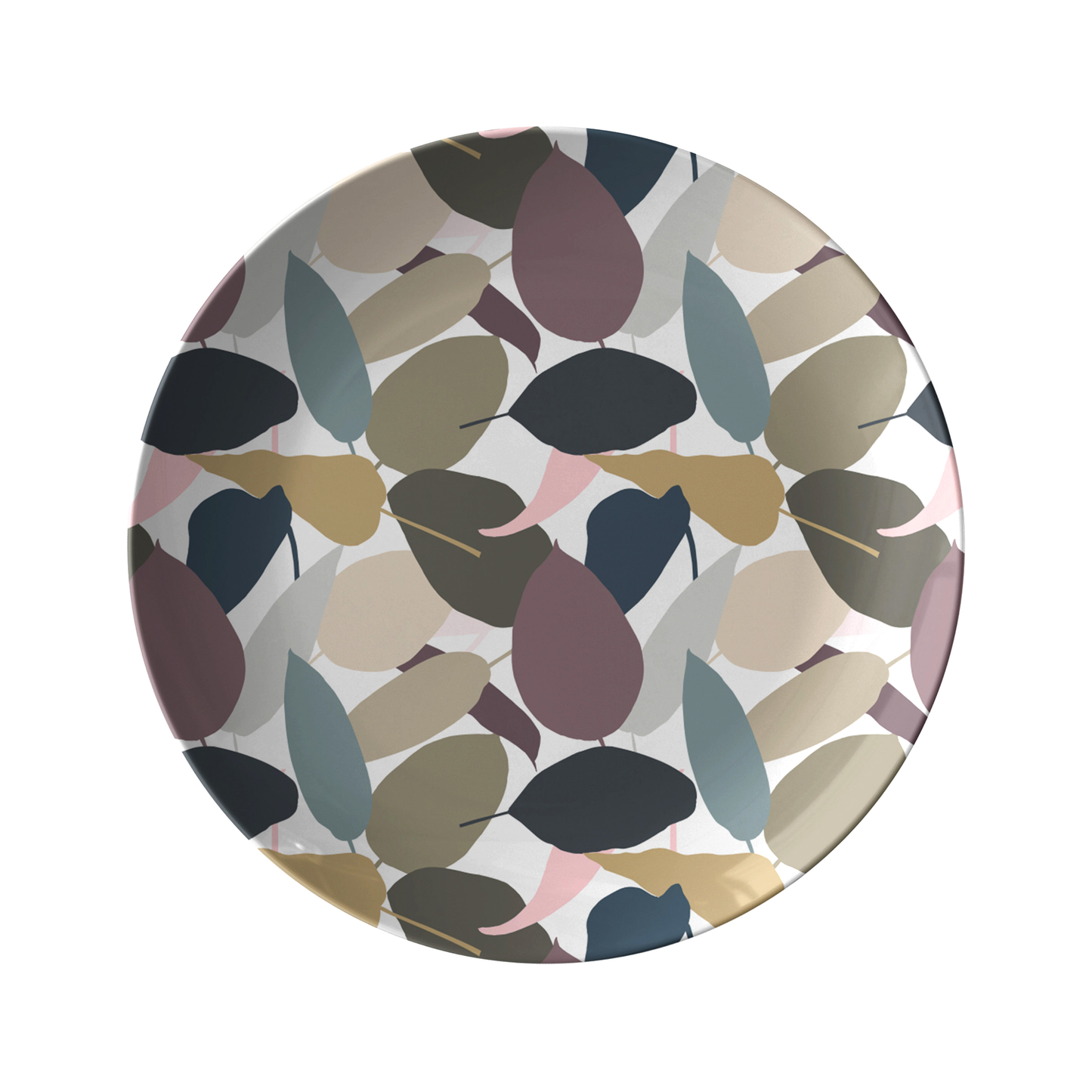 Modern Solid Leaf Plates, Set of 4, Earth Tones, Luxury Plastic