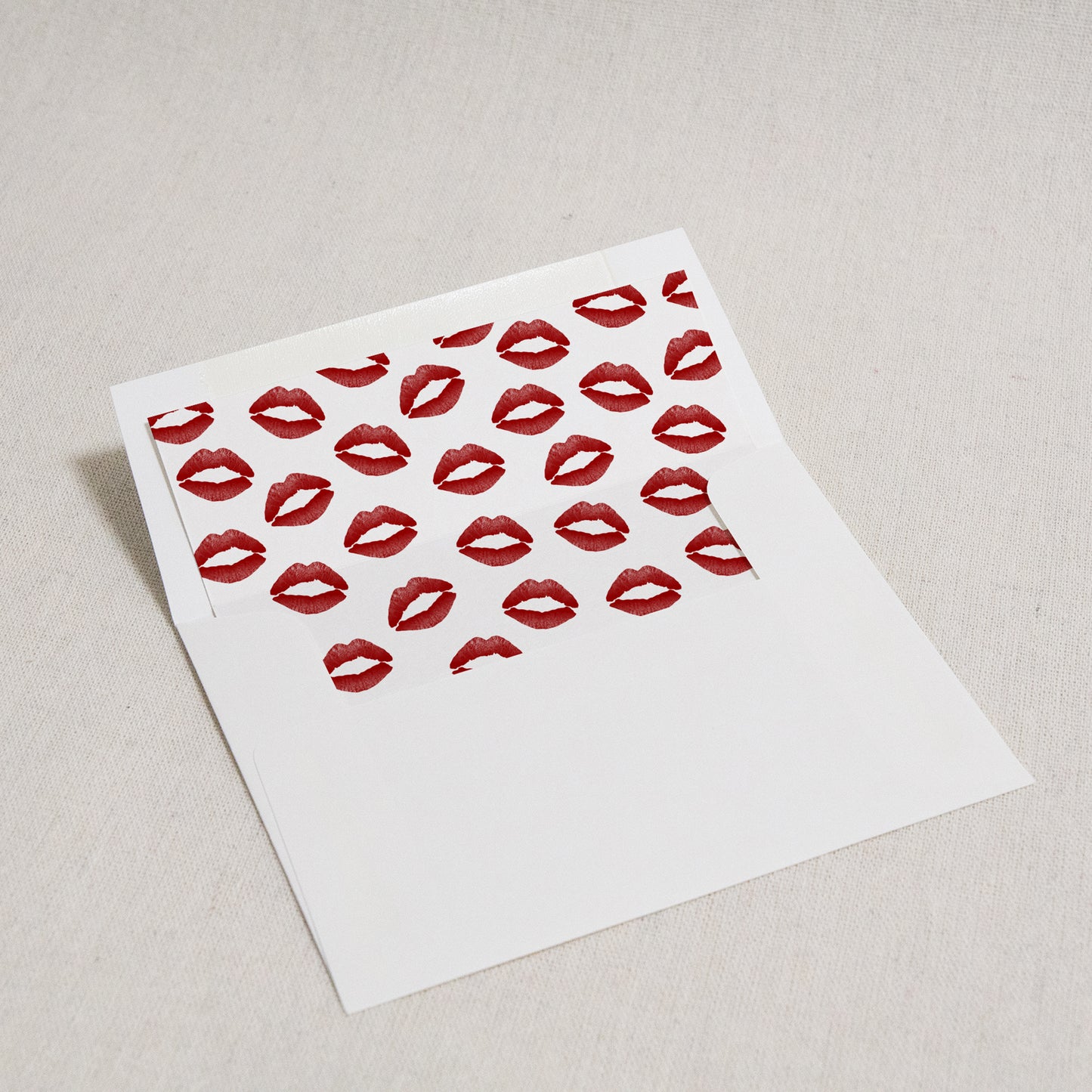 Personalized Lipstick Kiss Print Notecards, Set of 10, Red