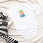 Macaron Stacked Baby One Piece Bodysuit, White, Long Sleeve