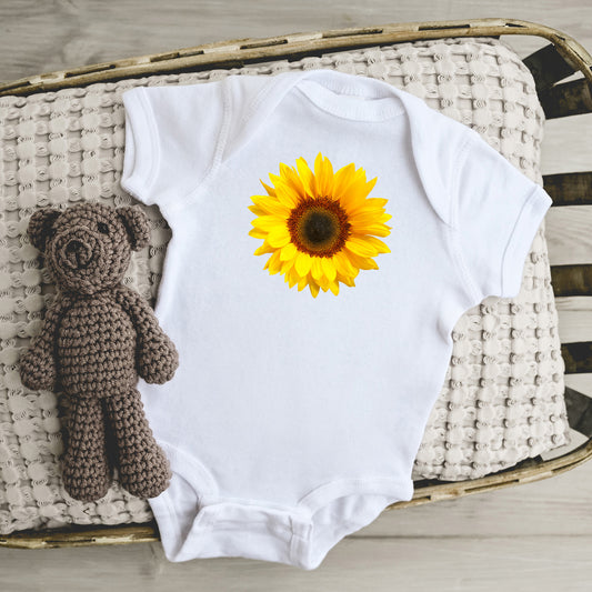 Sunflower Baby One Piece, Short Sleeve Bodysuit