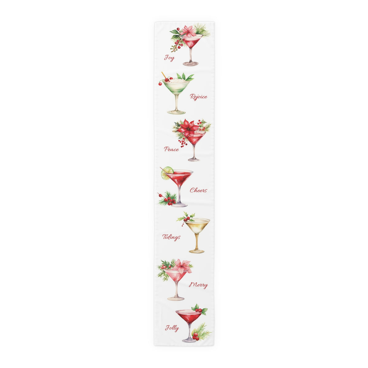 Glam Christmas Cocktails Table Runner, 16" x 90"