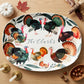 Personalized Colorful Turkey Thanksgiving Serving Platter, Luxe Plastic, Earth Tones/Green