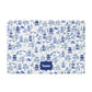 Personalized Pet Bowl Mat, Chinoiserie Toile, Blue and White
