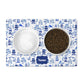 Chinoiserie pattern in blue and white personalized dog feeding mat