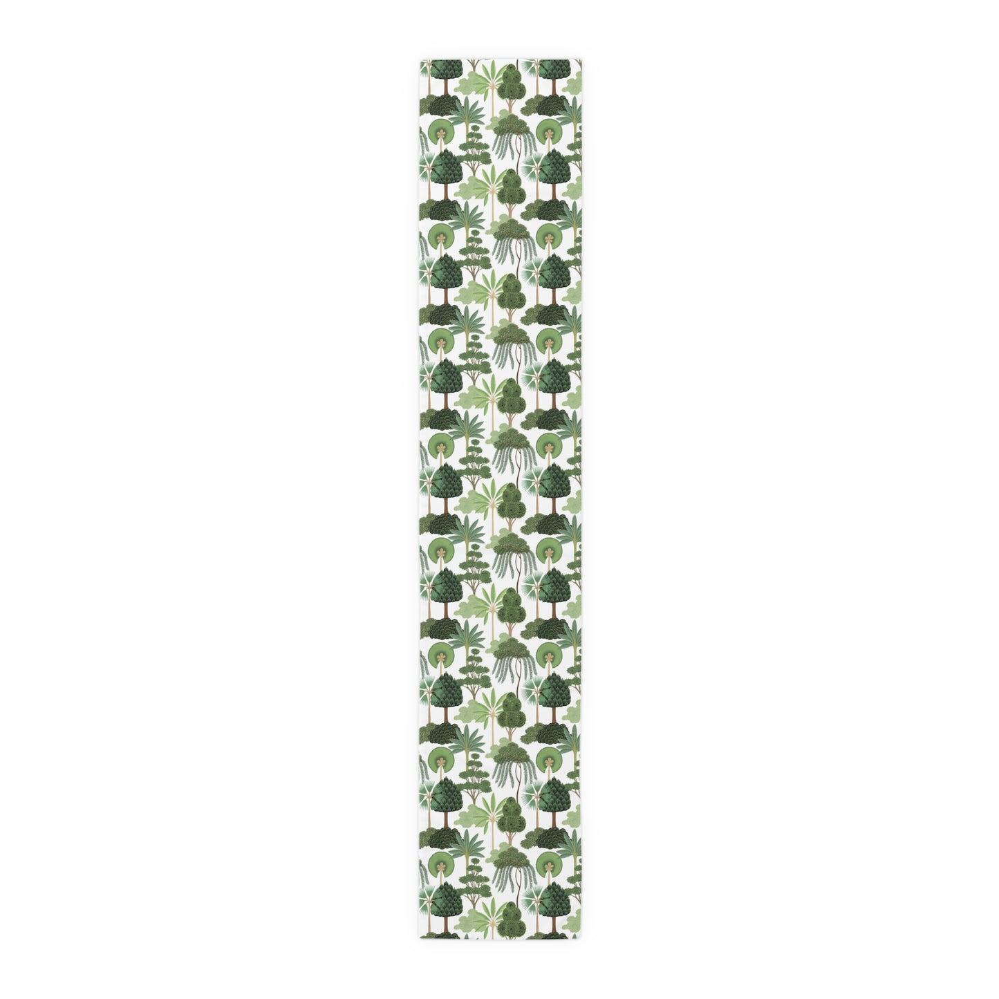 Tropical Garden Table Runner, Green and White, 16" x 90"