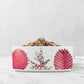 Pink protea, ginger and birds of paradise dog bowl.