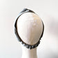 Light Grey Linen Headband, Twist Top Knot Turban Headband with Elastic
