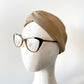 Camel Linen Headband, Turban Top Knot Wide Headband with Elastic