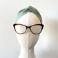 Light Green Linen Wide Turban Headband with Top Knot