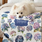 Personalized Pet Blanket, Hydrangea Flowers