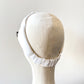 White Linen Headband, Twist Top Knot Turban Headband with Elastic