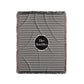 Personalized woven blanket with a black and cream chevron zig zag stripe pattern.