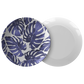 Monstera Leaves Plastic Plates, Blue & White, Choose Single or Set