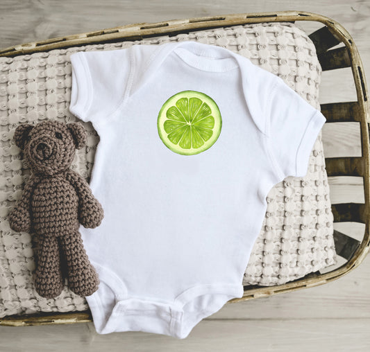 Lime Baby One Piece, Short Sleeve Bodysuit, White