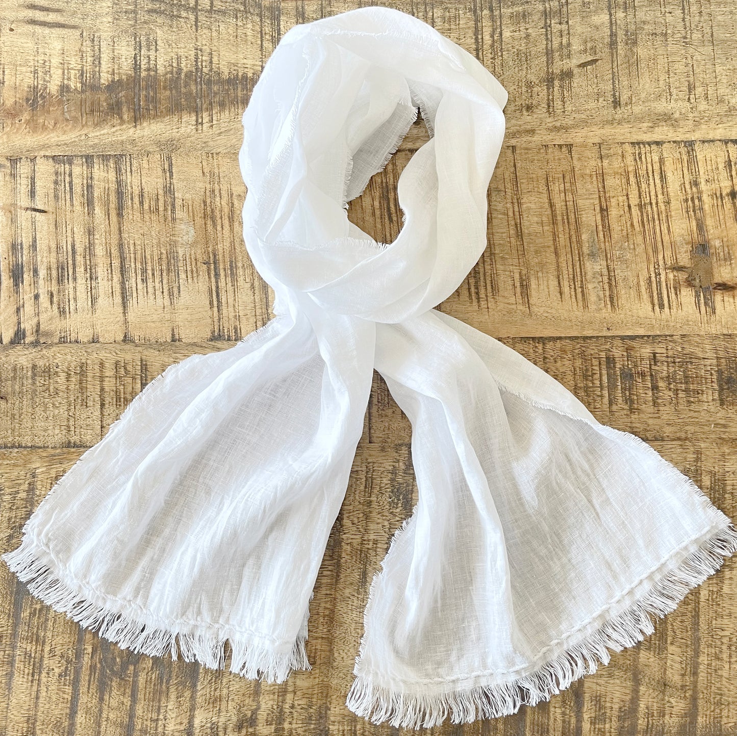 White Linen Wrap Scarf 