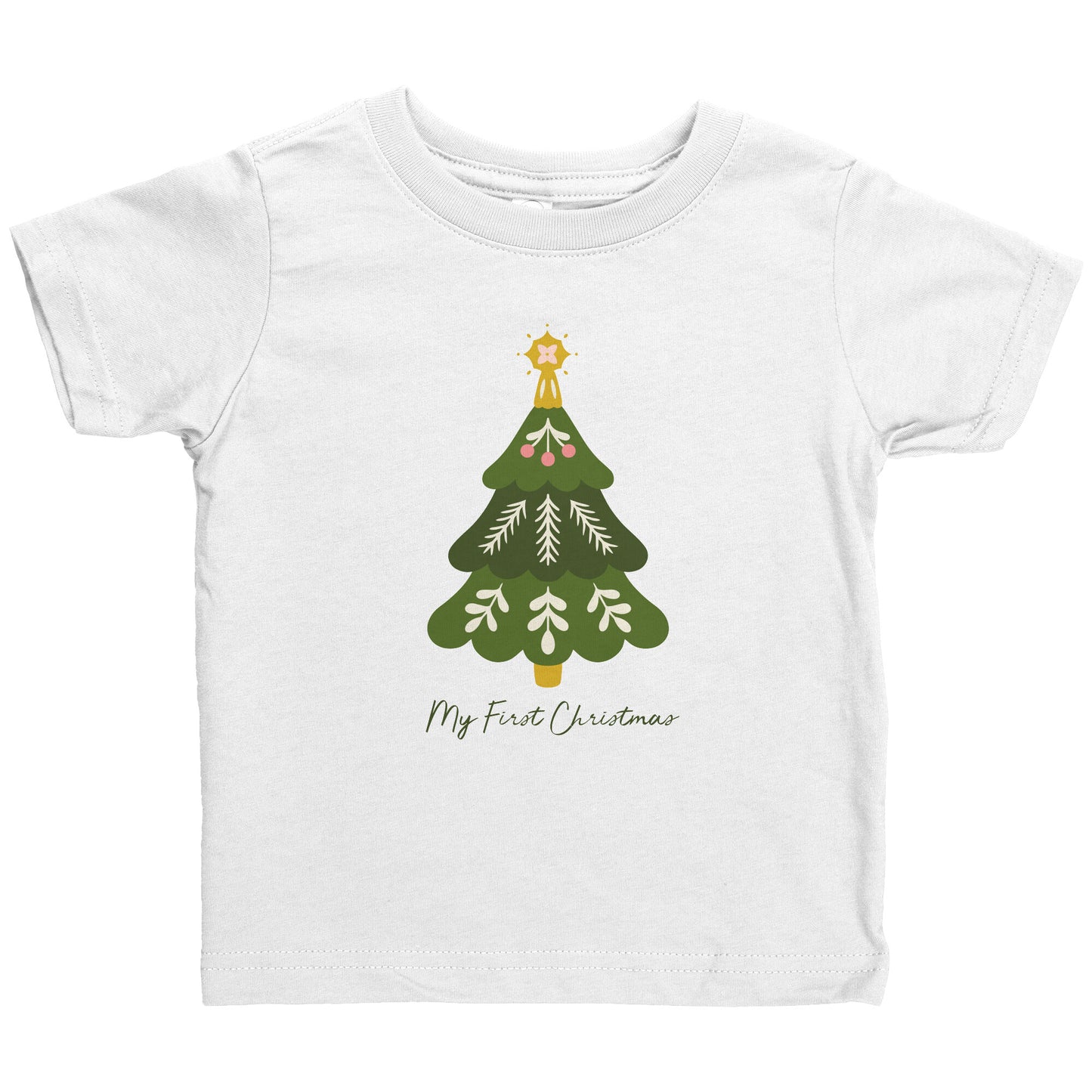 My First Christmas Baby T-Shirt, White Short Sleeve