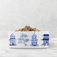 Chinoiserie Pet Bowl, Pagoda Print, Ceramic, Blue and White