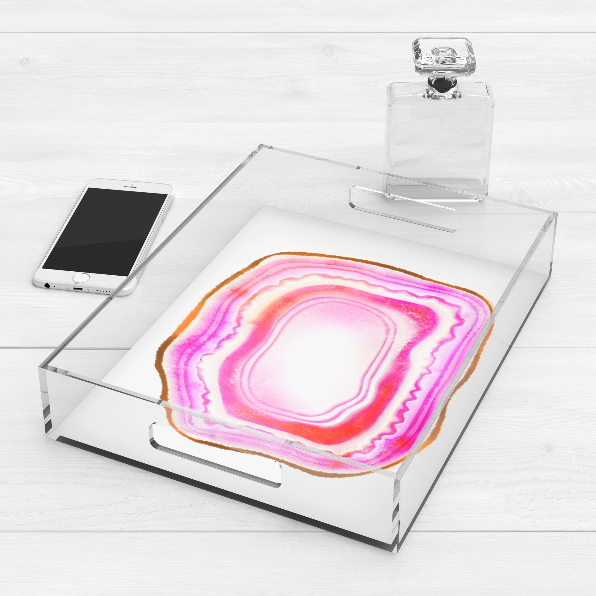 Pink Agate Alice Print Lucite Acrylic Tray