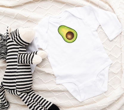Avocado Baby One Piece, Long Sleeve, White