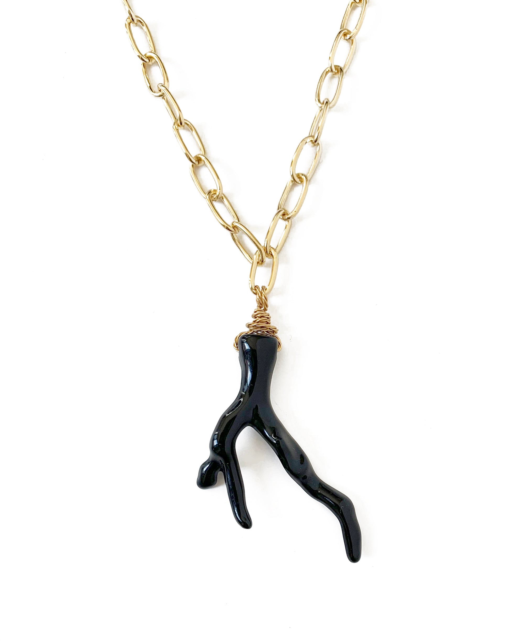 Black Coral Necklace, Resin Coral Branch Amulet Charm Pendant – Multi Chic