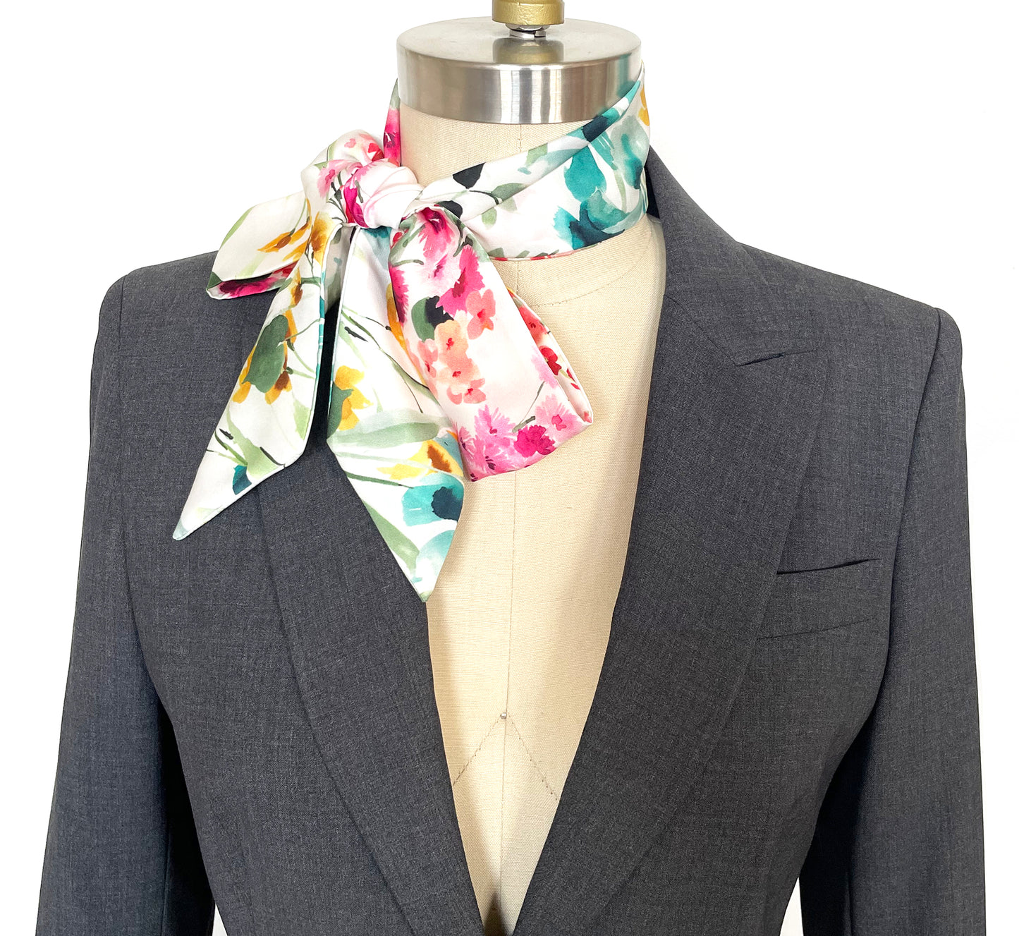 Japanese Floral Print Twilly Scarf, Neck Bow, Neck Tie