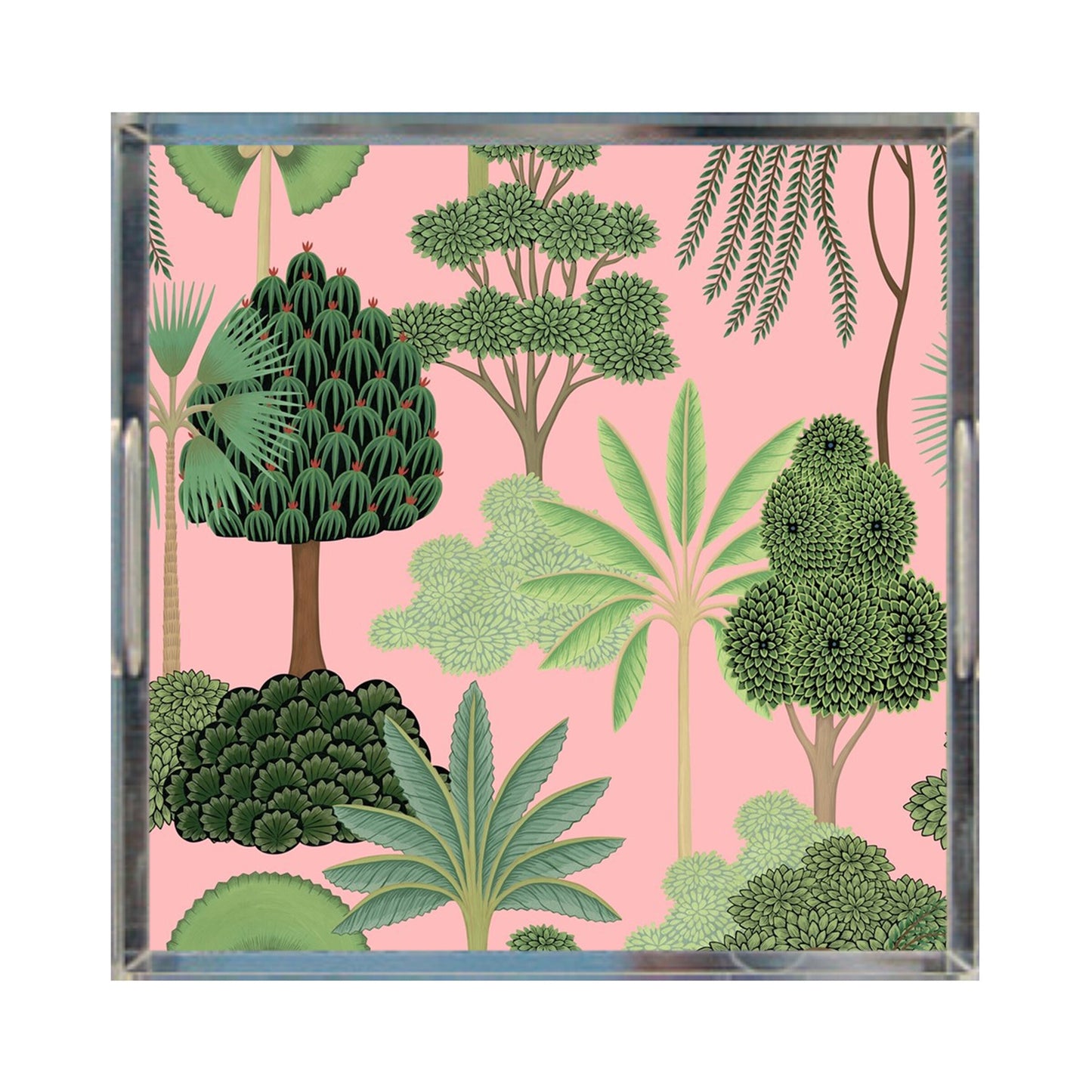 Mughal Garden Acrylic Tray, Coral Pink, 12" X 12"