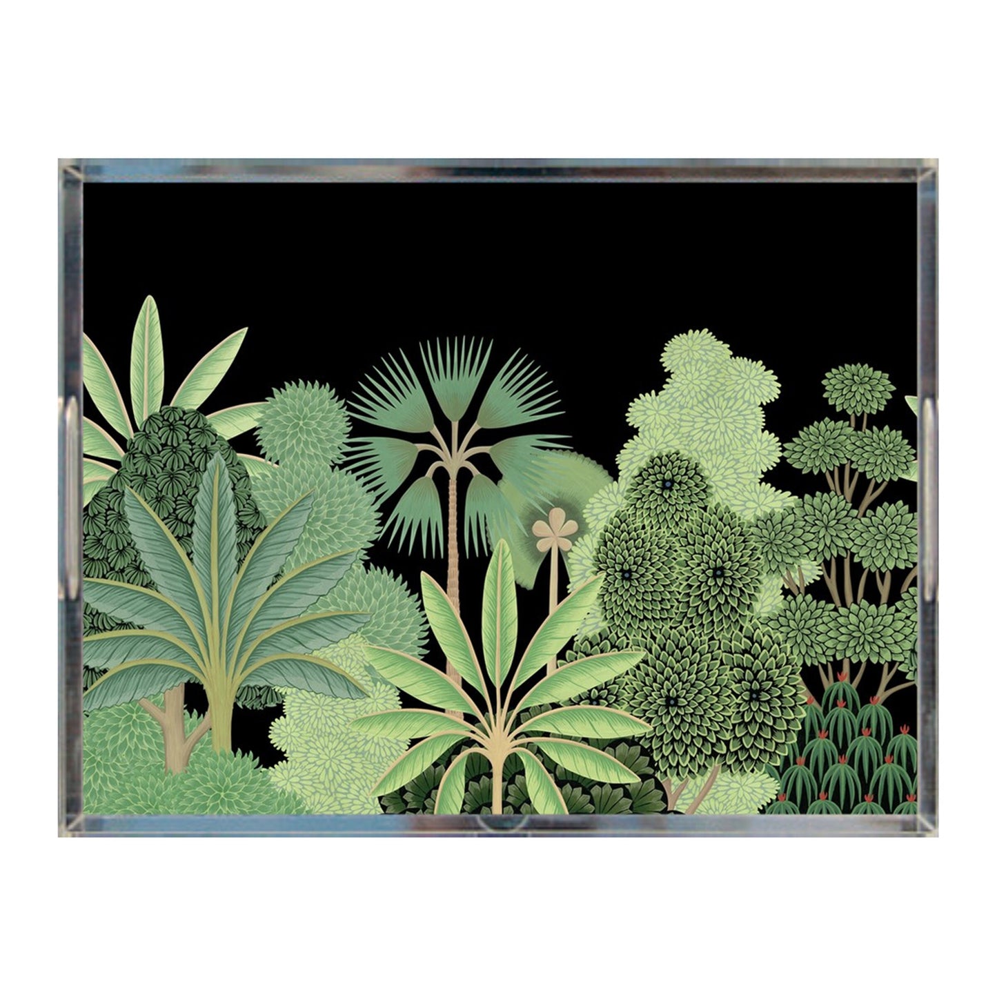 Tropical Acrylic Tray, Mughal Garden, Black, 8.5" X 11"