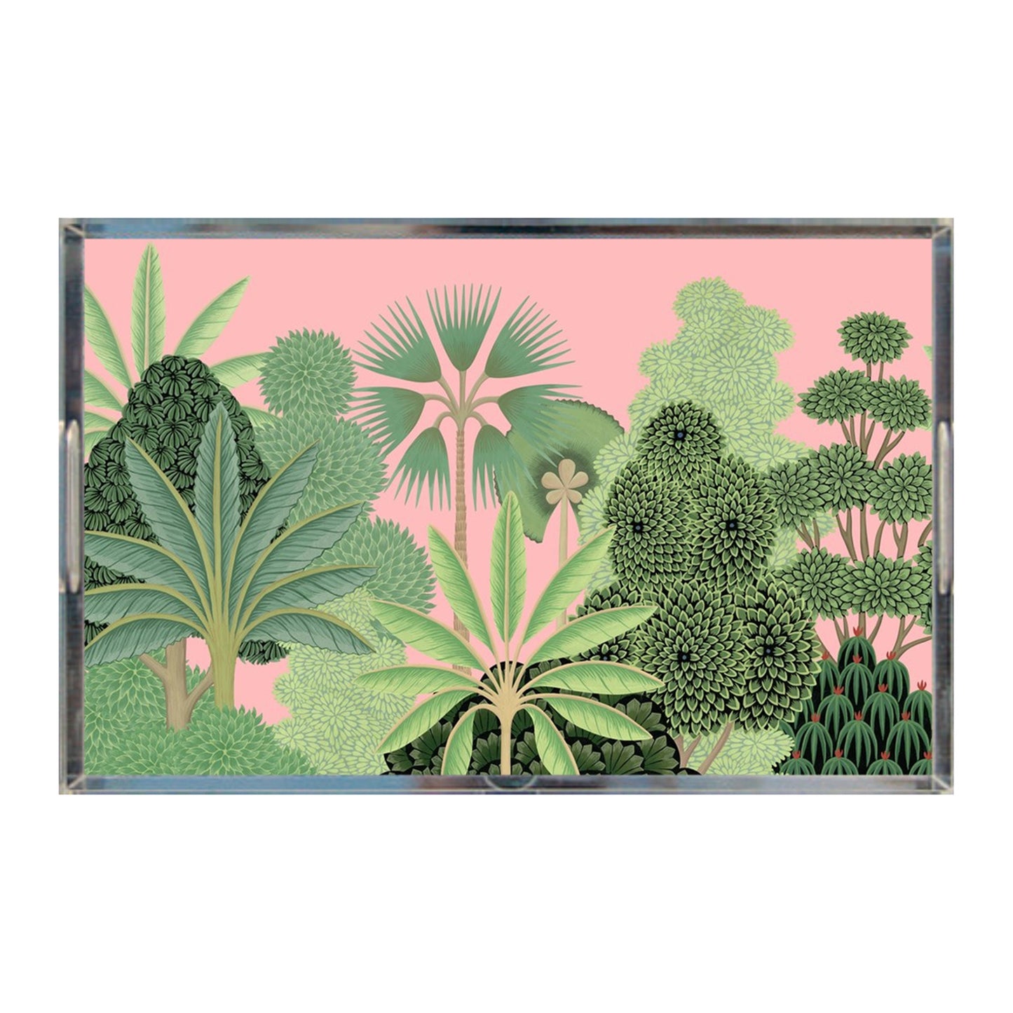 Mughal Garden Acrylic Tray, Coral Pink, 11" X 17"