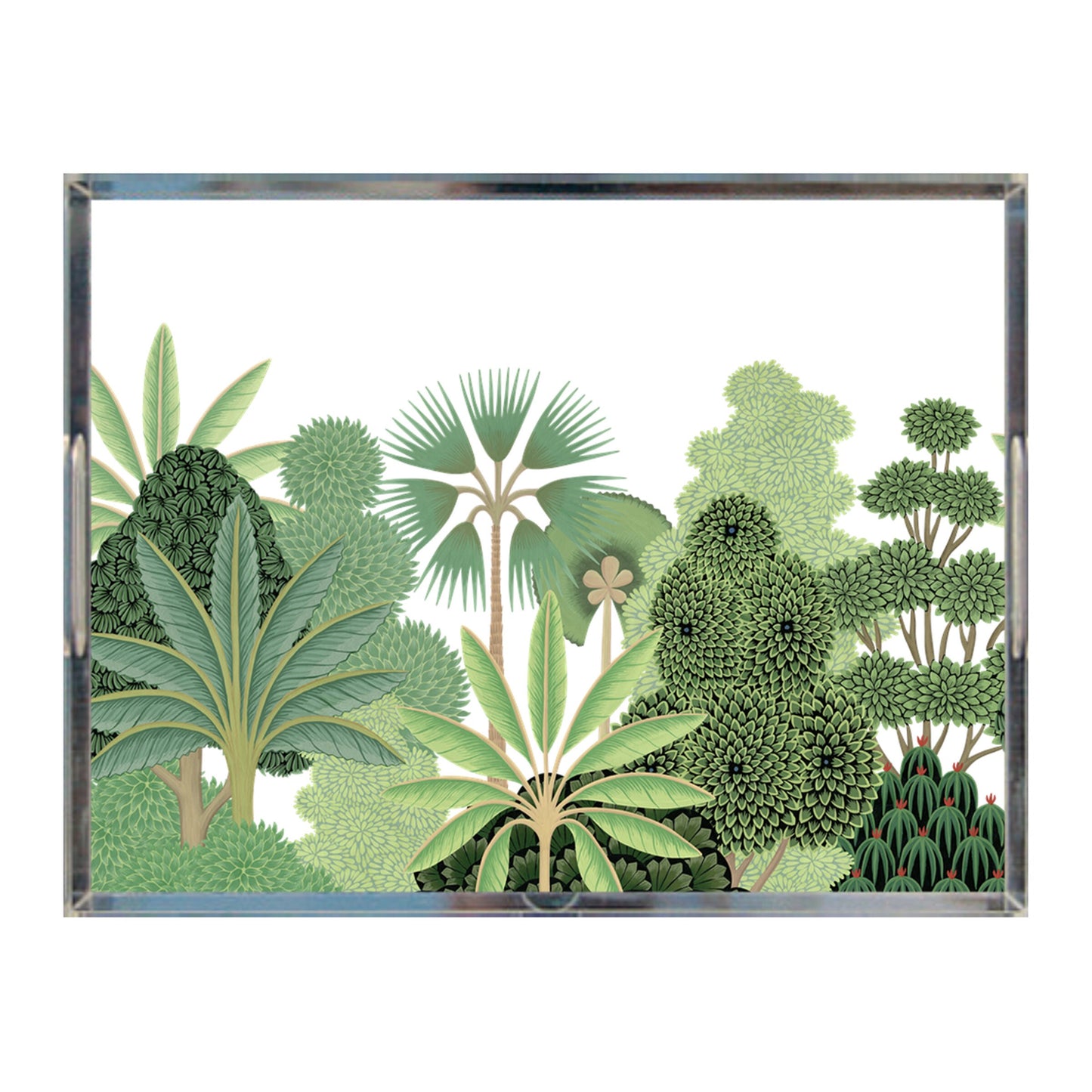 Tropical Acrylic Tray, Mughal Garden, White, 8.5" X 11