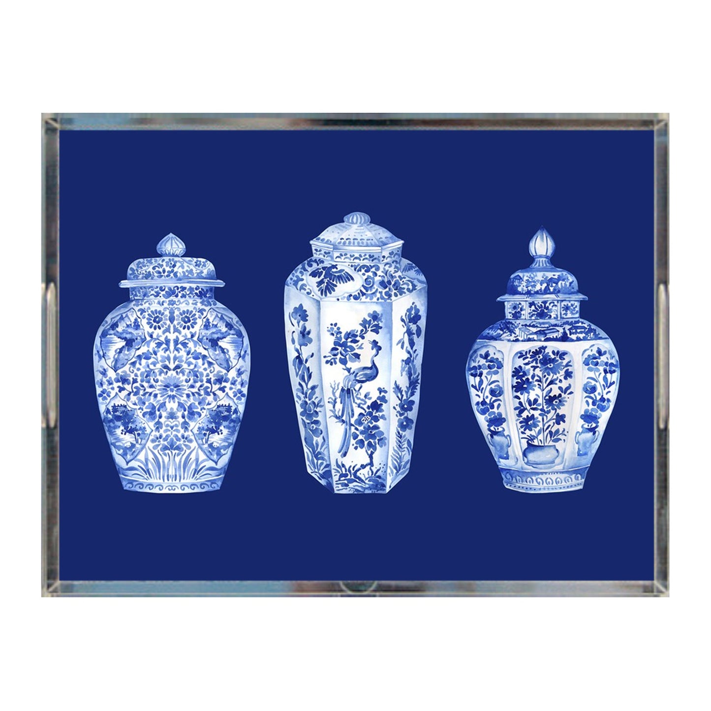 Ginger Jars Acrylic Tray 8.5" x 11", Navy Blue, Chinoiserie