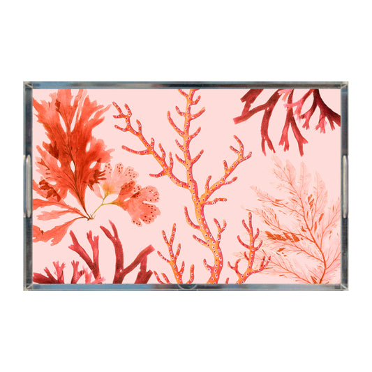 Coral Reef Acrylic Tray, 11" x 17", Pale Pink