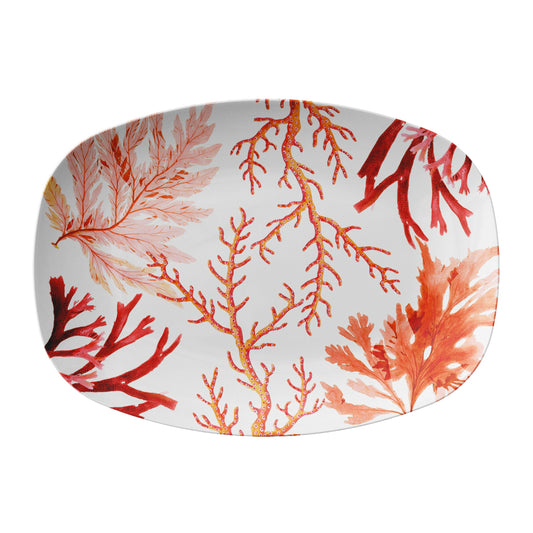 Coral Reef Serving Platter, White, Luxury Thermosaf Plastic